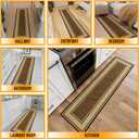 Ottomanson Non-Slip Border Rug with Rubber Backing | Border Non-Slip Bathroom Mat, Ultra-Thin Indoor Entryway Rug, Stain Resistant Carpet for Bedroom Laundry Room, 1'10" x 6', Border Dark Brown