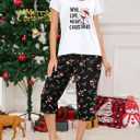YIJIU Women's Short Sleeve Tops and Capri Pants Cute Cartoon Print Pajama Sets (S)
