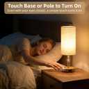 Table Lamp for Nightstand, High-Sensitivity Touch, 3-Level Dimmable Bedside Lamp with AC Outlet | USB | and USB-C, Ideal Night Stand Lamp for Bedroom, Reading, Living Room (Warm & Wooden)
