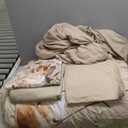 Dintszyayue Khaki Comforter Set Cal King Size 7 Pieces Floral Bed in a Bag Taupe Flower Green Leaves Bed Comforter Set Soft Bedding Sets for All Season with Flat Sheet,Fitted Sheets,Pillowcases&Shams