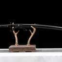41 in All Black Japanese Samurai Katana Sword Functional Damascus Folded Steel