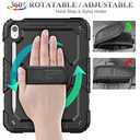 SEYMAC stock Case for iPad (A16) 11th/10th Generation 11''/10.9'' 2025/2022, Full-Body Drop Protection Case with Screen Protector &360 Rotate Hand Strap/Stand, Black