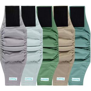 Paw Legend Washable Dogs Diapers Male Dog Belly Bands for Male Dogs Diapers Reusable Puppy & Doggie Diapers Male (5 Pack, X-Small) (Light color)