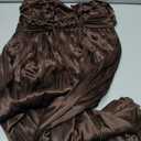 Women Bridesmaid Dress with Scarf Strapless Pleated Flowy Formal Evening Gown Maxi Dresses (Brown, L)