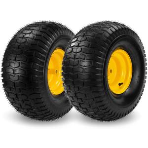 2PC 20x10.00-8 Tubeless Tires and Wheels for Riding Mowers, Lawn Tractors, & Garden Equipment, 10" wide tires, 3/4" Bore, 3.5" Offset Hub, 4-Ply Construction, Anti-Slip & Durable for Heavy-Duty Use.
