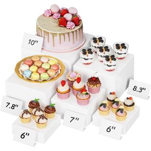 Lifewit 6 PCS Buffet Risers and Stands, (6",6",7",7.8",8.3",10") Food Risers for Buffet Table, Catering Dessert Cake Holder for Party, Collectibles Jewelry Display Shelf, Nesting Cube Boxes, White