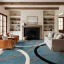 Rugshop Modern Wavy Circles Design Area Rug, Fade-Resistant Carpet for Living Room, Dining Room, or Office, Grand Room,Open Spaces,Blue, 12' x 15'