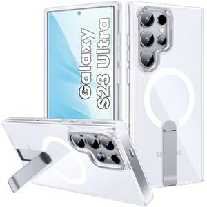 Imuruktek for Samsung S23-Ultra Case, Strong Magnetic Compatible with MagSafe for Samsung S23 Ultra Phone Case, Adjustable Invisible Kickstand, Slim & Clear Protective Funda para S23 Ultra, Clear