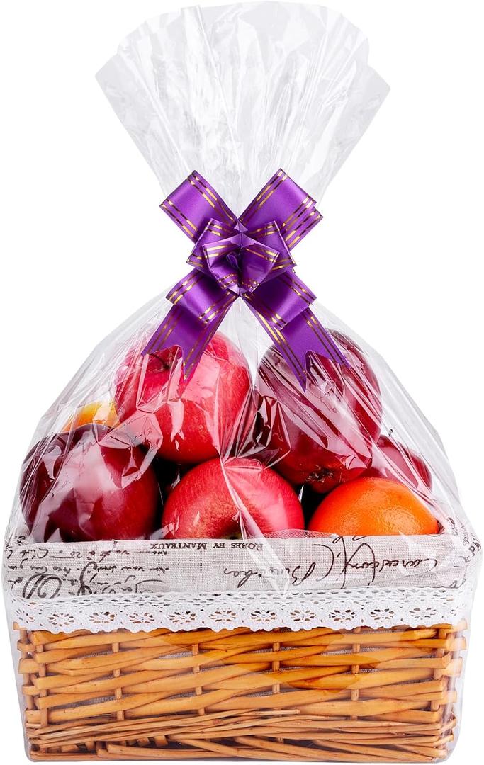 15Pack Clear Basket Bags, Large Cellophane Gift Bag For Baskets,16x24 Inch Cellophane Bags,2 Mil Thick,For Gift Giving, Packaging Products,Fits a 9 Inch Round Tray or 7 Inch Square Box With Ease