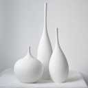 Relexome White Ceramic Vase Modern Boho Wabi-Sabi Flower Vase Set of 3 Decorative Aesthetic Vases for Centerpieces Pampas Matte Minimalist Vases for Living Room Table Shelf Home Decor Gift