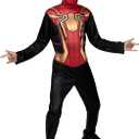 Marvel Integrated Spider-Man Official Youth Halloween Costume - Premium Quality Printed Jumpsuit with Pull On Fabric Mask, L