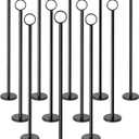 New Star Foodservice Ring-Clip Table Number Holder / Place Card Stand, 15 Inch, Black Finish, Set of 12