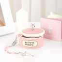 Baptism Gifts for Girl - My First Rosary with Ceramic Keepsake Box, Catholic Christening Gift Set, Pink Rosary for Kids, Baptism, First Communion & Baby Dedication Gifts for Newborn Baby Girls