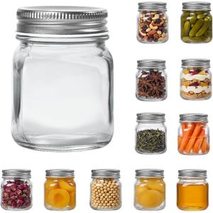 4 oz Glass Mason Jars, 12Pack Mini Glass Jars with Airtight Metal Lids, Glass Storage Containers for Overnight Oats, Jam, Jelly, Honey, Beans, Spice, Home Decor