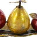 Deco 79 Metal Fruit Decorative Sculpture Decorative Home Decor Statue with Platter, Accent Figurine 7" x 4" x 19", Red, 19" x 10" x 9"