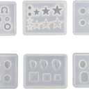 Silicone Mold for Jewels Shapes to Mold - Resin Ear Stud Earrings molds - Epoxy Resin Charms Casting Mould (6pcs)