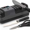 Professional 3-Stage Electric Knife Sharpener for Kitchen Knives, LCD Screen, 100% Diamond Abrasive, Adjustable Rotational Speed, Precision Angle Guides for All Kitchen Knives (Gray)