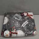 Sunshin Christmas Duvet Cover Set Queen Size 3 Pieces Penguin Snowflakes Xmas Tree Bedding Set Grey Reversible Plaid Comforter Set with Zipper Closure (1 Duvet Cover, 2 Pillow Shams)