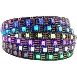 WS2812B IC RGB 5050SMD ECO Individual Addressable LED Strip Light, 16.4FT 300LED 60LED/m Flexible Full Color IP65 Waterproof DC5V Black PCB for DIY Project (No Power Adapter or Controller)