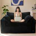 MAXYOYO Boneless Couch, 59-Inch Couch in a Box, Deep Loveseat | Foam-Filled Boneless Loveseat, Deep Seating for Two with No Assembly, Ideal for Living Rooms, Bedrooms or Apartments, Black