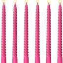 6 Pack 10 Inch Hot-Pink Spiral Taper Candles for Christmas and Holiday Home Decoration, Unscented Dripless Twisted Candlesticks for Dinner Party Wedding Valentine's Day
