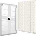 CISSOOK Case for iPad 11 inch (A16 Chip) 2025 Gen 11th / iPad 10.9 inch 2022 10th Gen, Buit in Pencil Holder with Shockproof Cover Clear Transparent Back Shell Auto Wake/Sleep, Cream Polka Dot