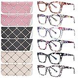 Kitchasy 6 Pack Reading Glasses,Quality Blue Light Blocking Reading Glasses,Filter UV Ray/Glare Computer Readers,Stylish Lightweight Spring Hinges Eyeglasses for Women