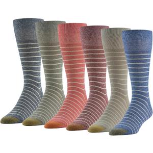 GOLDTOE Men's Cambridge Crew Socks, 6-Pairs (Large)