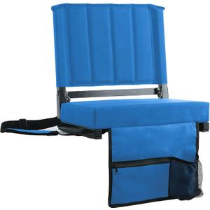 SPORT BEATS Stadium Seats with Back Support Bleacher Chairs with Back and Cushion Thick Padded Bleacher Seats Includes Shoulder Strap (Blue)