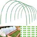 Garden Hoops for Raised Beds Row Cover, 36pcs 8ft Greenhouse Garden Grow Tunnel Netting Hoops, Greenhouse Support Hoops Garden Bed Hoops, Flexible Fiberglass DIY Hoops for Outdoor Plant, 24pcs Clips