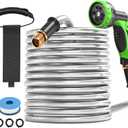 GARDENWORK Garden Hose,75ft Stainless Steel Garden Hose,Metal Hose with 10 Function Sprayer Nozzle,Flexible,Never Kink & Tangle for Outdoor,Yard,Lawn,Patio,Car