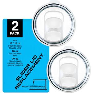 Polar Camel Tumbler Lid Replacement (2-Pack) - Slider Lid, Fits 10 oz, 15 oz, 16 oz, 20 oz Tumblers and Travel Mugs