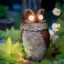 LED Solar Nodding owl Light, Outdoor Atmosphere Decoration Light, Cute Resin Moving owl Courtyard Landscape lamp.
