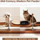 Upgraded Adjustable Elevated Pet Food Stand - Raised Wooden Cat Bowls & Dog Bowls Holder with Ceramic Dishes for Small Puppy & Kitten, Non-Slip 2-8'' Height Rotatable Platform (Walnut-White)