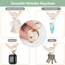 Wristlet Wallet for Women with Keychain  RFID Card Holder Small Wallet Wristlet with Key Ring (Beige)