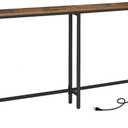 HOOBRO 5.9" Skinny Console Table with Charging Station, 70.9" Narrow Sofa Table with Power Outlets, Long Behind Couch Table, Slim Entryway Table for Hallway, Living Room, Rustic Brown BF185UXG01
