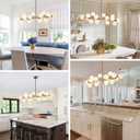 Gold Dining Room Chandelier Over Table Mid Century Modern Chandelier White Glass Globe Lampshade Linear Pendant Lighting Fixture for Living Room Dining Table 16 Lights