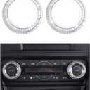 Bling AC Knobs Caps fit for Mazda 3 6 CX5 CX9 Accessories Decals Stickers Air Conditioner Control Covers Interior Inside Decorations Trim Women Men Crystal Silver Pack of 2