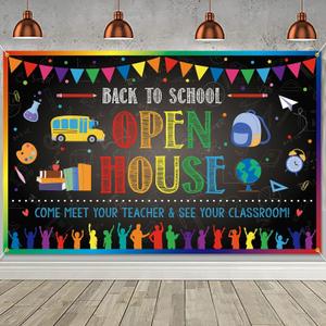 Back to School Open House Backdrop Banner Back to School Decoration First Day of School Backdrop Preschool Kindergarten School Classroom Party Background Decoration Photo Booth Props