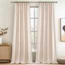 Heavy Linen Sliding Door Curtains 102 Inches Long 2 Panel Sets, Elegant Neutral Thin Light Filtering Pleated Sheer Curtain Ceiling Track 102 Inch Privacy Decorative for 103 Inch Long Window Drapes