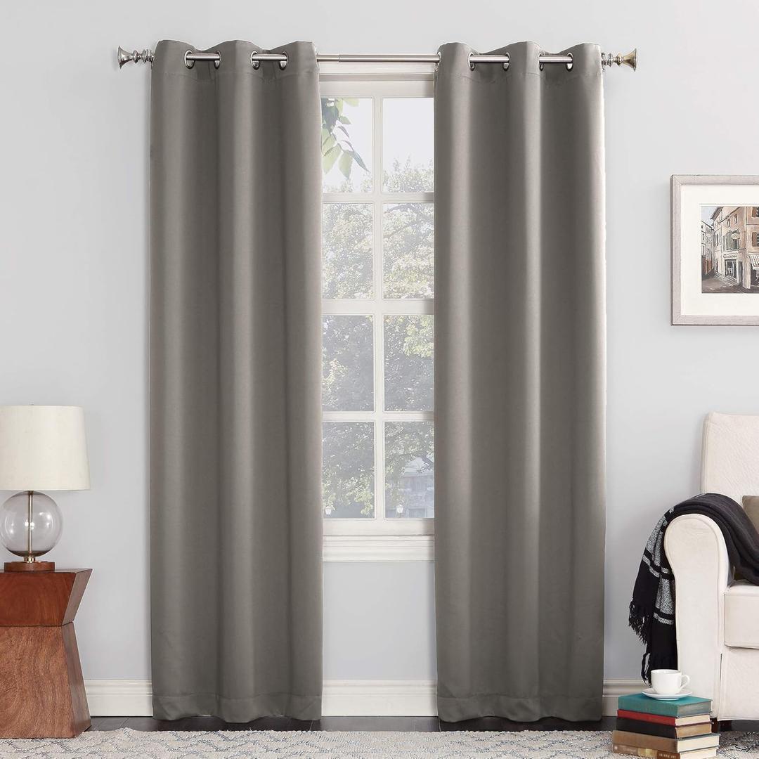 Sun Zero Easton Energy Saving Blackout Grommet Curtain Panel, 40" x 54", Gray (Grey)