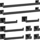 TURS Matte Black 10-Piece Bathroom Hardware Set Towel Bar Set SUS304 Stainless Steel Towel Racks for Bathroom Wall Mounted, 23.6-Inch