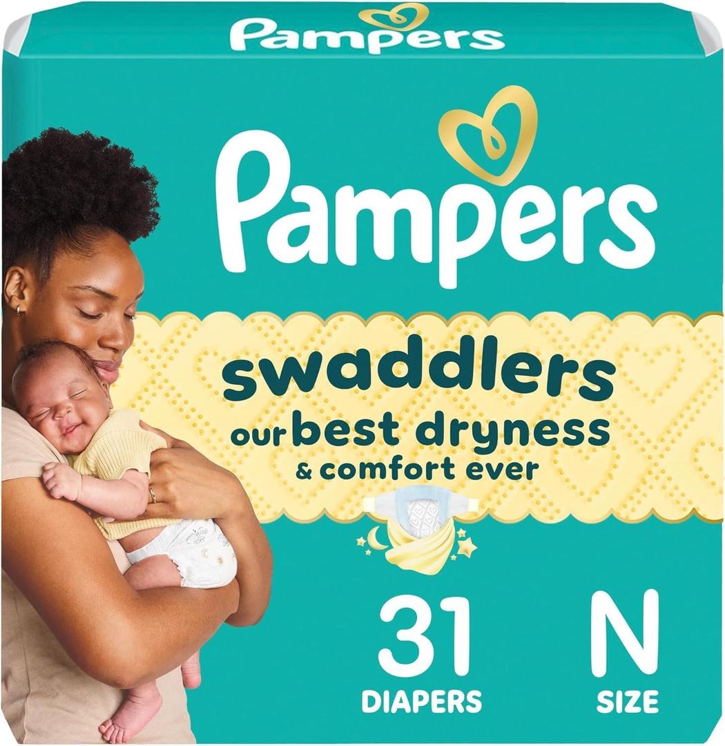 Pampers Baby Diapers - Swaddlers - Size Newborn, 31 Count, Ultra Absorbent Disposable Newborn Diaper