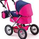 Bayer Trendy Doll Pram, Kids Play Stroller with Adjustable Handle, 18 inch Capacity