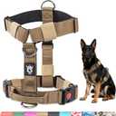 TSPRO Premium Heavy Duty Tactical Dog Harness for Medium/Large Dogs, No Pull, Adjustable, Padded Handle & Quick-Release Buckles, Ideal for Hiking, Walking, Running, Training (Khaki L) (L (Neck 21.3 - 34.6", Chest 26 - 33"))
