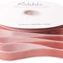 Ribbli Rose Gold Velvet Ribbon 5/8 Inches Continuous 25 Yard Spool Dusty Pink Christmas Ribbon for Gift Wrapping Crafts Home Decor