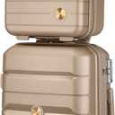Somago 20" Carry On Luggage and 14" Mini Cosmetic Cases Travel Set Lightweight Polypropylene Suitcase with TSA Lock YKK Zipper Hardside Luggage with Spinner Wheels (2 Piece Set, Noble Golden)