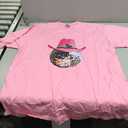 Retro Style Pink Cowboy Hat Club Disco Ball T-Shirt (Pink, XL)