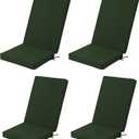 Adirondack Chair Cushions Set of 4 - Removable Covers, Water-Repellent & Fade-Resistant Faux Linen, Securing Straps, Non-Slip Bottom, Fit for Most Outdoor Adirondack & Rocking Chairs - Olive Green, 45''x20''