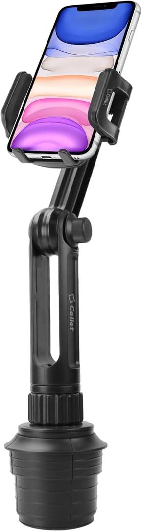 Cellet Car Phone Holder Mount, Car Cup Phone Holder Mount, Compatible with Apple iPhones, Samsung Galaxy Smartphones, Motorola Moto Google Pixel (Fits for Tesla Model 3 Y S X) Extra Long Neck